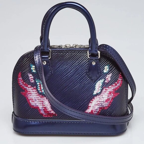 Louis Vuitton Bleu Nuit Epi Leather Sequin Flames Nano Alma Crossbody Bag - Picture 1 of 11